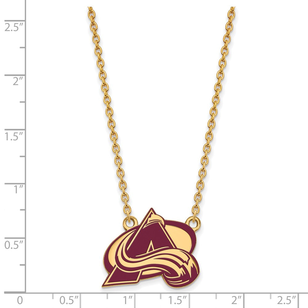 Gold Plated Sterling Silver Nhl Logoart Colorado Avalanche Letter A Large Enameled Pendant 18 Inch Necklace