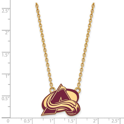 Gold Plated Sterling Silver Nhl Logoart Colorado Avalanche Letter A Large Enameled Pendant 18 Inch Necklace
