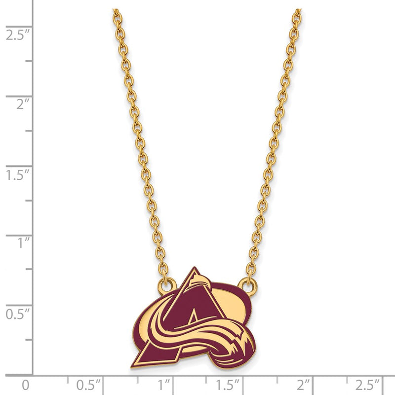 Gold Plated Sterling Silver Nhl Logoart Colorado Avalanche Letter A Large Enameled Pendant 18 Inch Necklace
