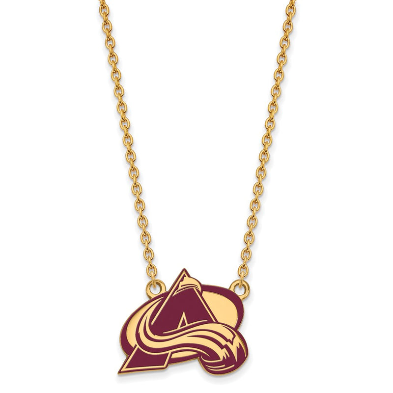 Gold Plated Sterling Silver Nhl Logoart Colorado Avalanche Letter A Large Enameled Pendant 18 Inch Necklace