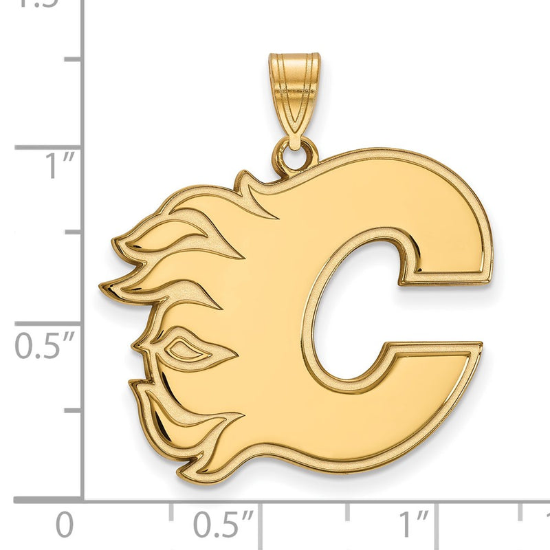 Gold Plated Sterling Silver Nhl Logoart Calgary Flames Letter C Extra Large Pendant