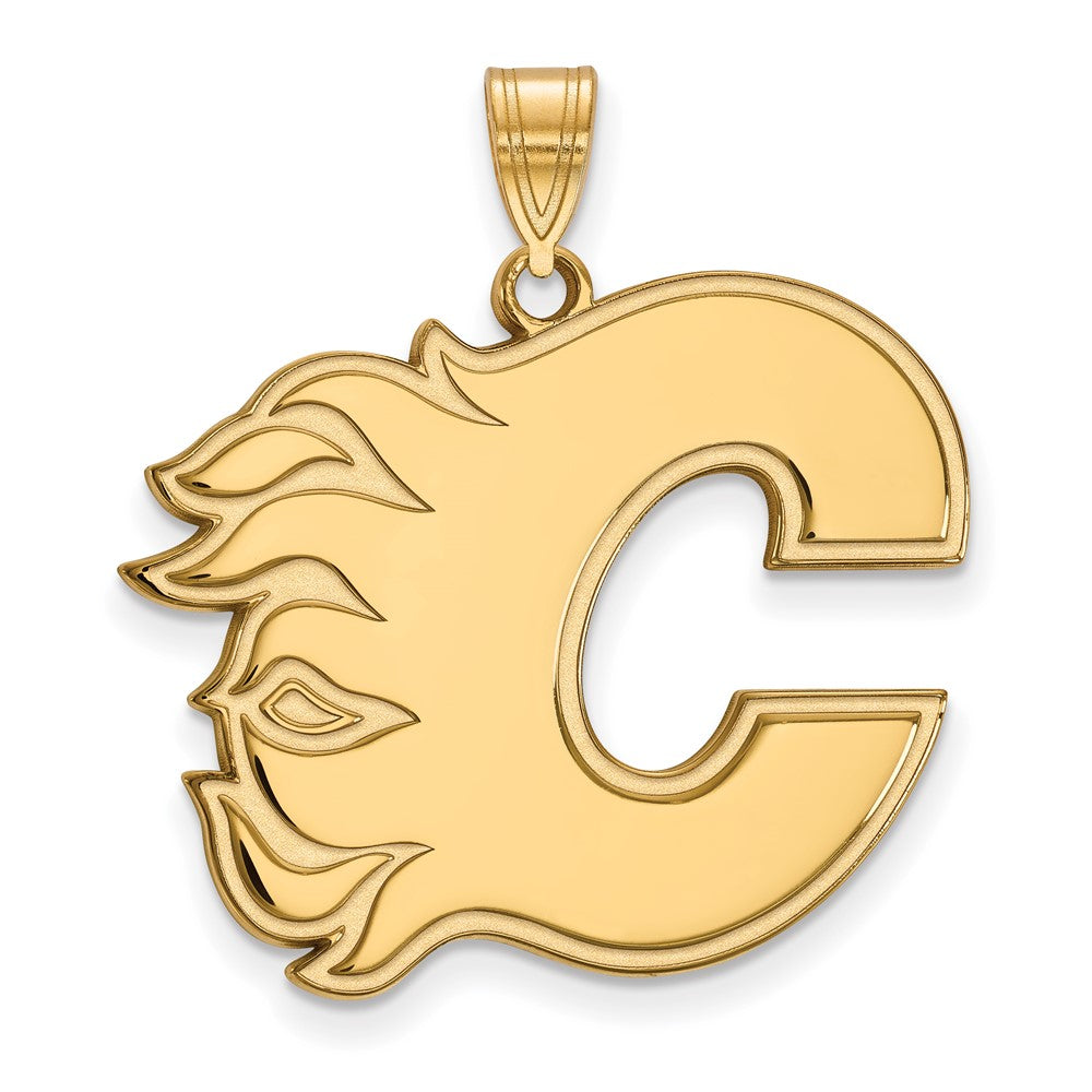 Gold Plated Sterling Silver Nhl Logoart Calgary Flames Letter C Extra Large Pendant