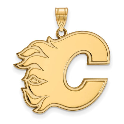 Gold Plated Sterling Silver Nhl Logoart Calgary Flames Letter C Extra Large Pendant