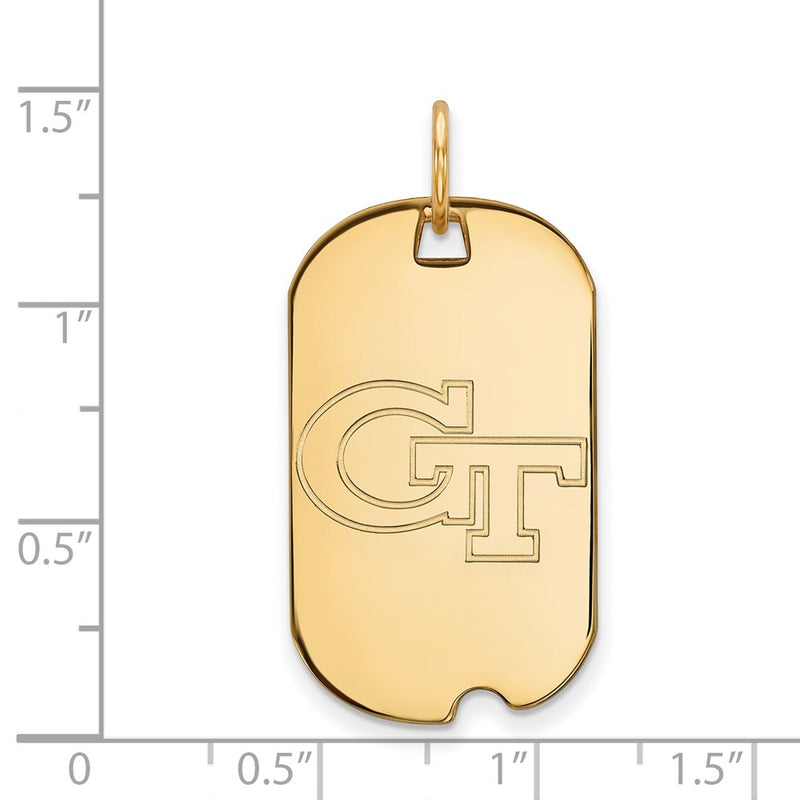 Gold Plated Sterling Silver Logoart Georgia Institute Of Technology G T Small Dog Tag Pendant