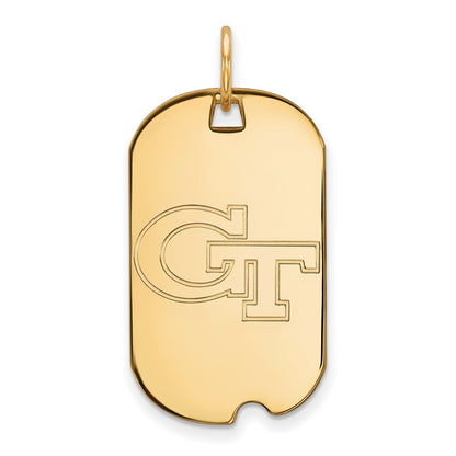 10K Yellow Gold Logoart Georgia Institute Of Technology G T Small Dog Tag Pendant