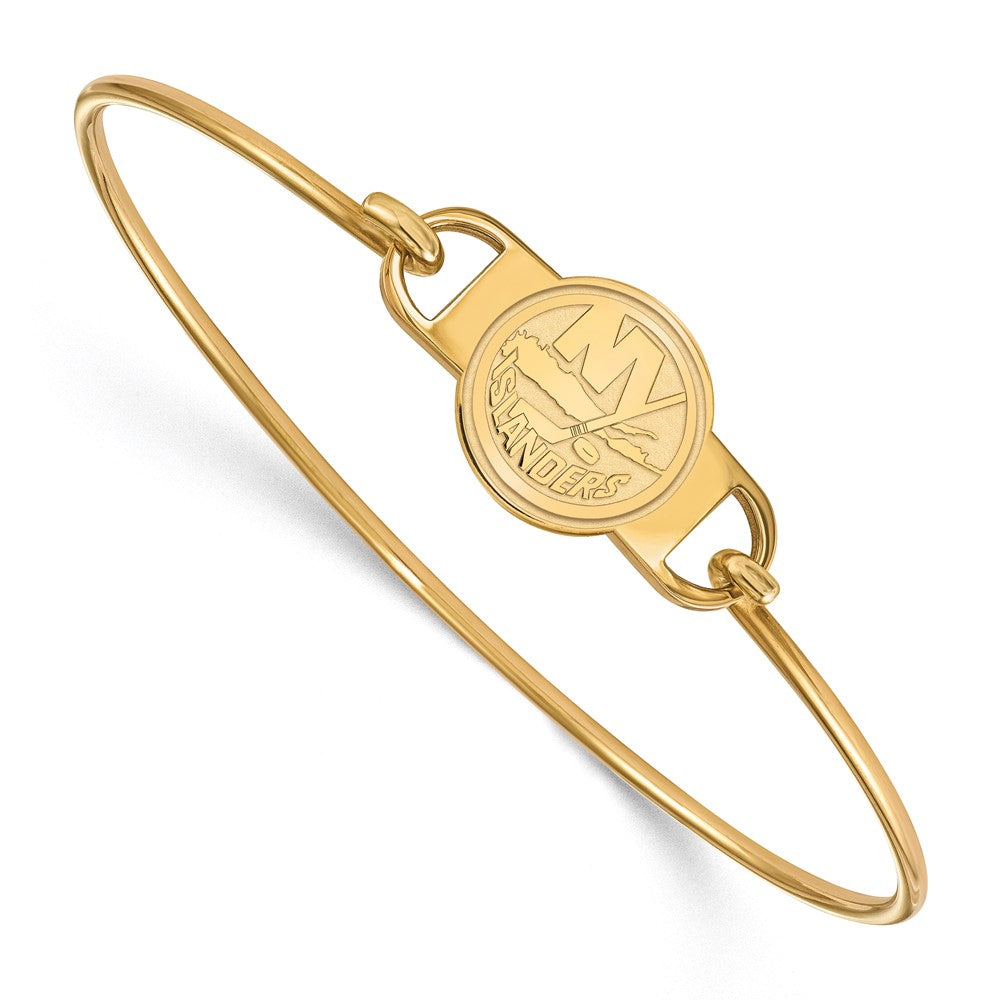 Gold Plated Sterling Silver Nhl Logoart New York Islanders Small Center 7 Inch Wire Bangle