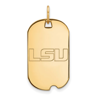 Gold Plated Sterling Silver Logoart Louisiana State University L S U Small Dog Tag Pendant