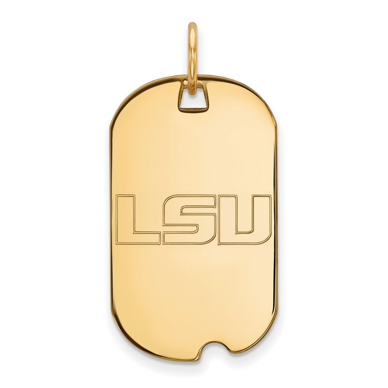 Gold Plated Sterling Silver Logoart Louisiana State University L S U Small Dog Tag Pendant