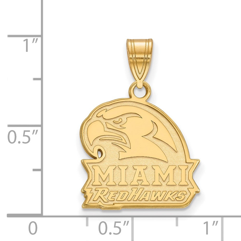 Gold Plated Sterling Silver Logoart Miami University Ohio Redhawks Medium Pendant