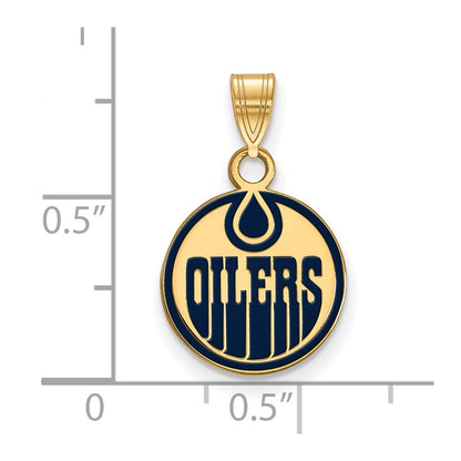 Gold Plated Sterling Silver Nhl Logoart Edmonton Oilers Small Enameled Pendant