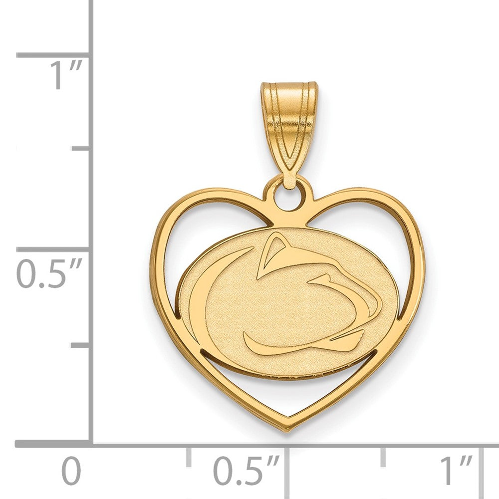Gold Plated Sterling Silver Logoart Penn State University Lion Heart Pendant