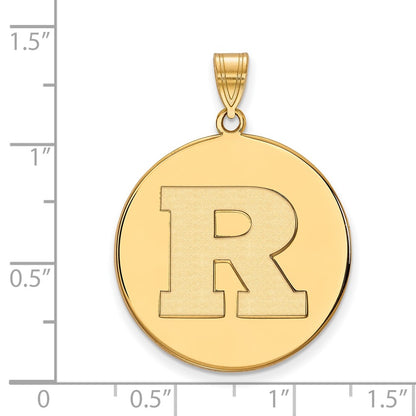 14K Yellow Gold Logoart Rutgers University Letter R Extra Large Disc Pendant