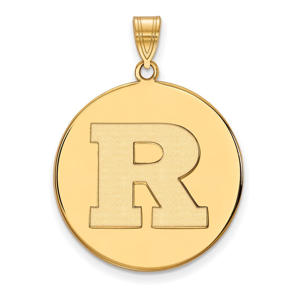 14K Yellow Gold Logoart Rutgers University Letter R Extra Large Disc Pendant