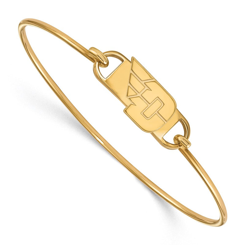 Gold Plated Sterling Silver Logoart University Of Dayton Small Center 7 Inch Wire Bangle