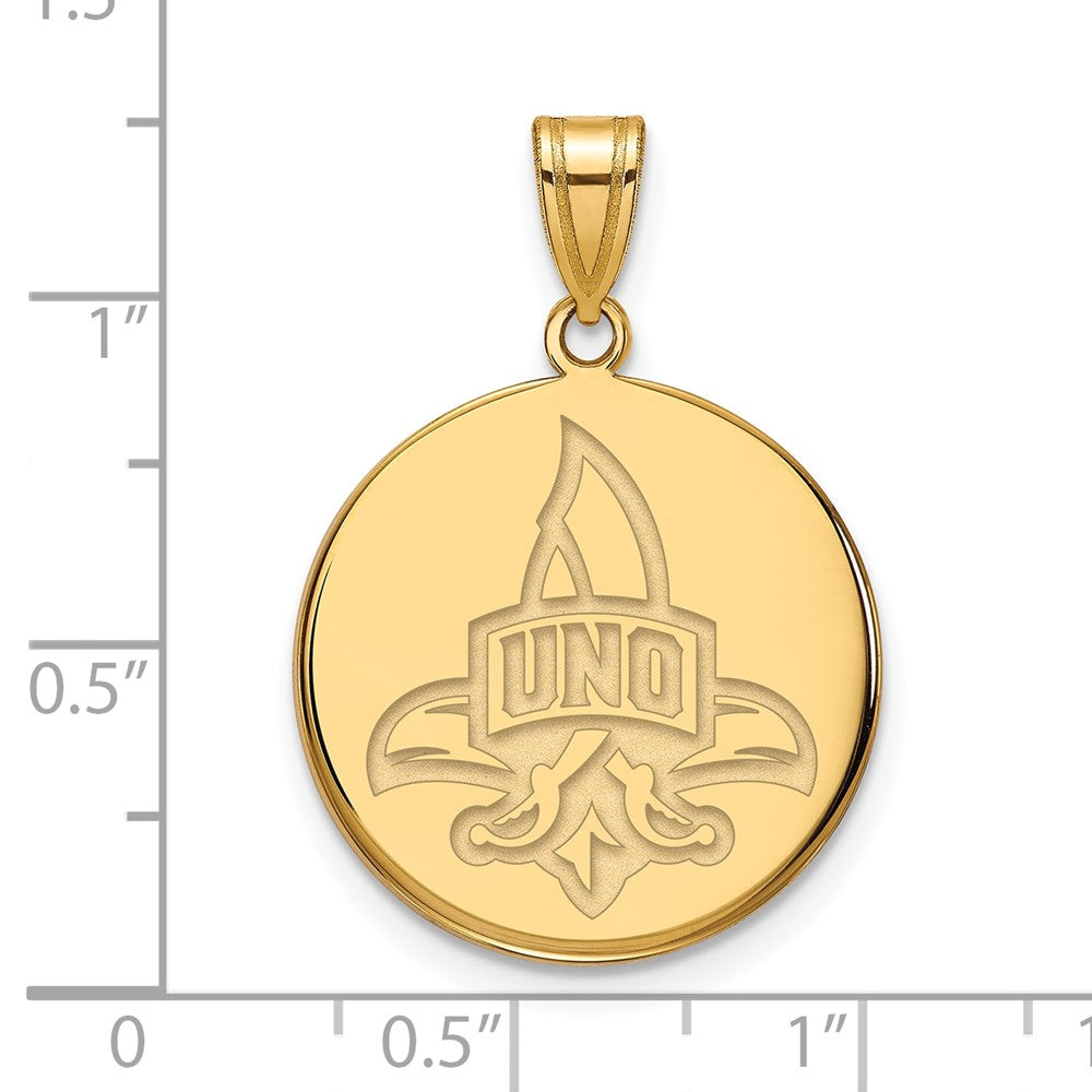 10K Yellow Gold Logoart University Of New Orleans Privateers Large Disc Pendant