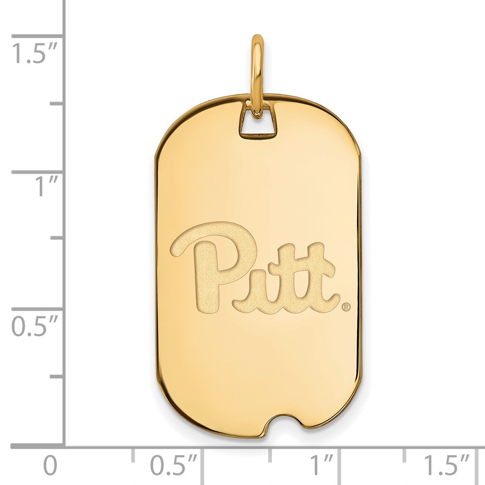 14K Yellow Gold Logoart University Of Pittsburgh Small Dog Tag Pendant