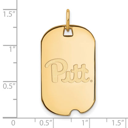 14K Yellow Gold Logoart University Of Pittsburgh Small Dog Tag Pendant