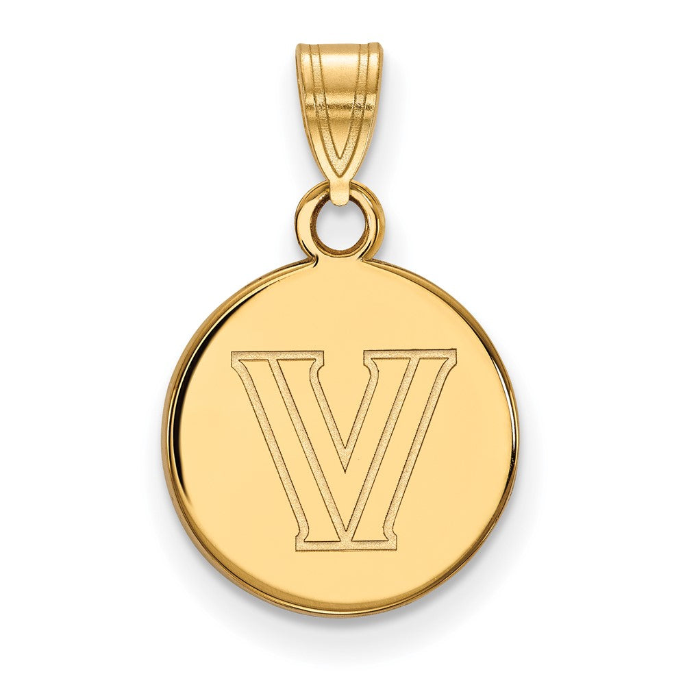 10K Yellow Gold Logoart Villanova University Letter V Small Disc Pendant