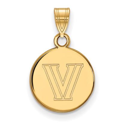 10K Yellow Gold Logoart Villanova University Letter V Small Disc Pendant