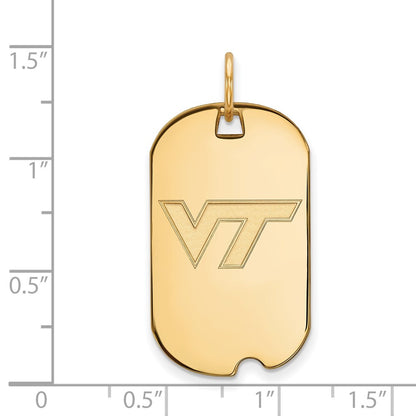 Gold Plated Sterling Silver Logoart Virginia Tech V T Small Dog Tag Pendant
