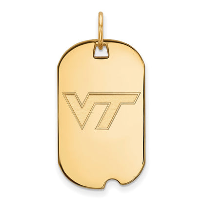Gold Plated Sterling Silver Logoart Virginia Tech V T Small Dog Tag Pendant