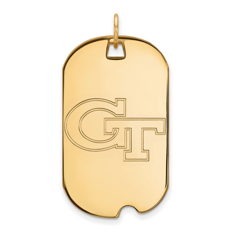 Gold Plated Sterling Silver Logoart Georgia Institute Of Technology G T Large Dog Tag Pendant
