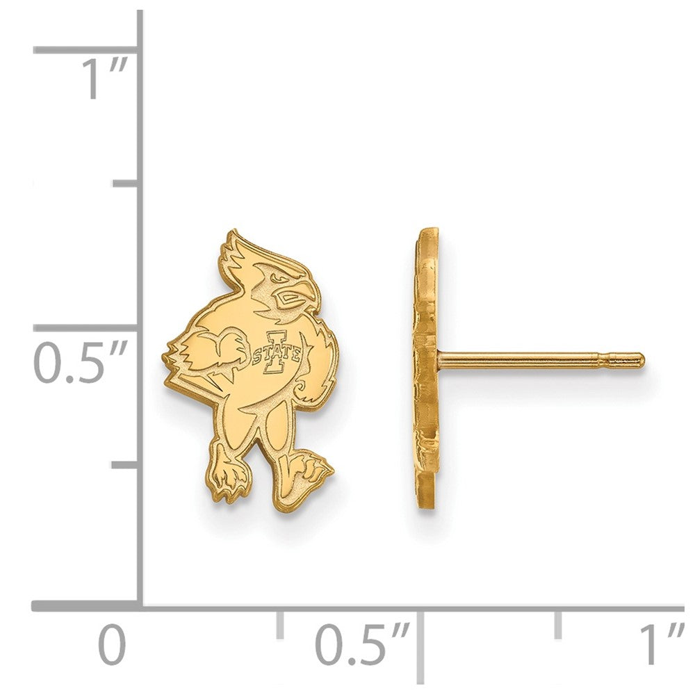 Gold Plated Sterling Silver Logoart Iowa State University Cardinal Small Post Earrings