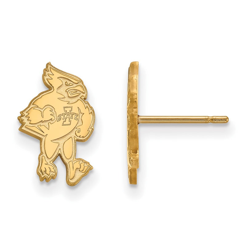 Gold Plated Sterling Silver Logoart Iowa State University Cardinal Small Post Earrings