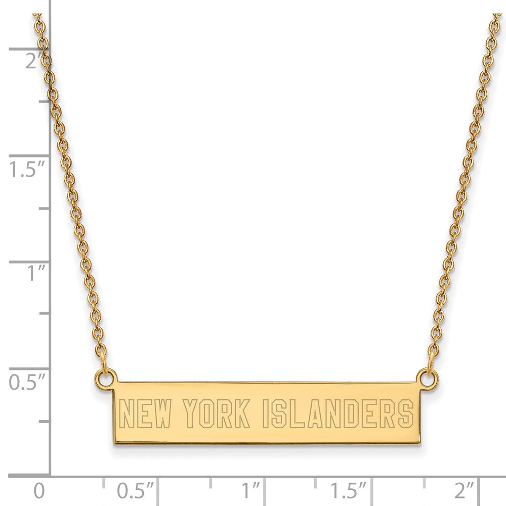 Gold Plated Sterling Silver Nhl Logoart New York Islanders Small Bar 18 Inch Necklace