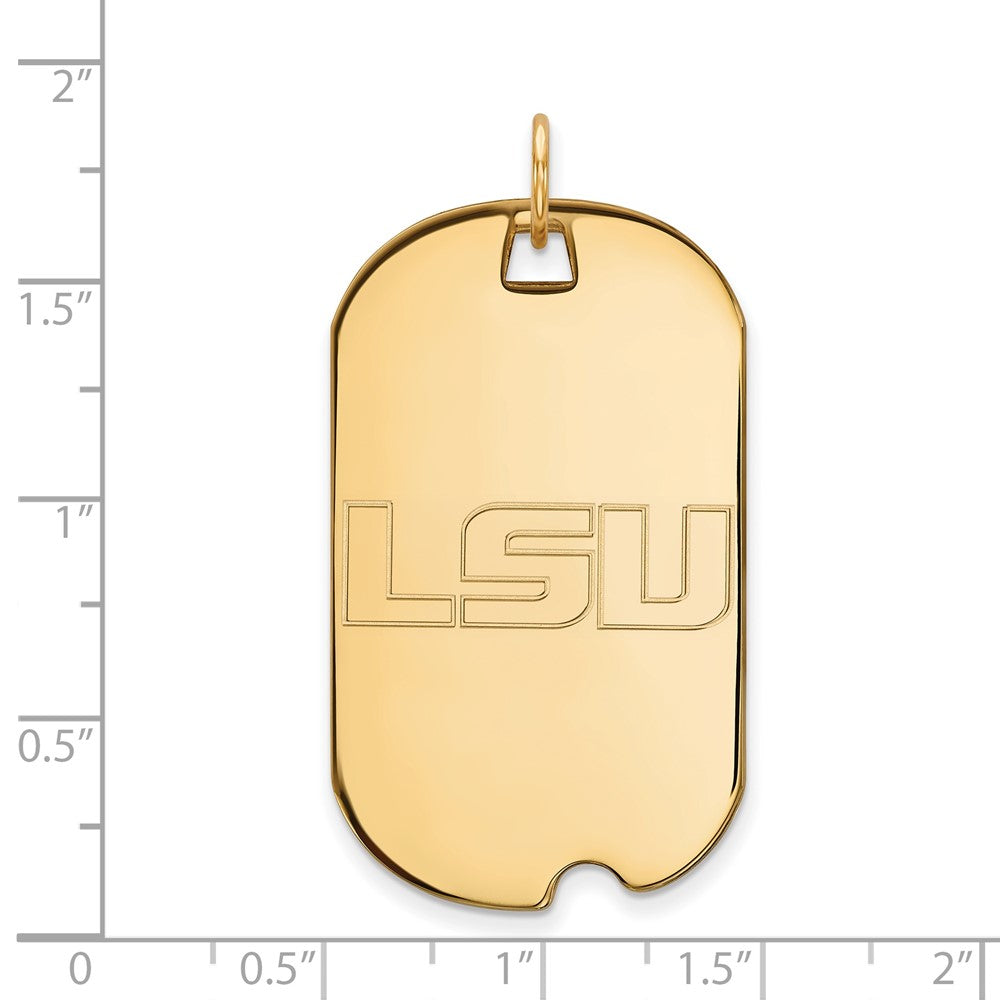 10K Yellow Gold Logoart Louisiana State University L S U Large Dog Tag Pendant
