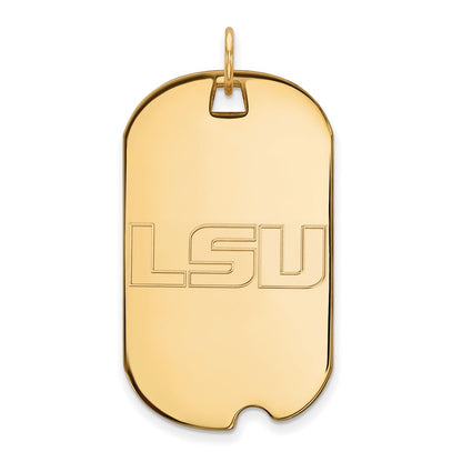 Gold Plated Sterling Silver Logoart Louisiana State University L S U Large Dog Tag Pendant
