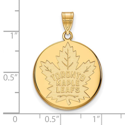 Gold Plated Sterling Silver Nhl Logoart Toronto Maple Leafs Large Disc Pendant
