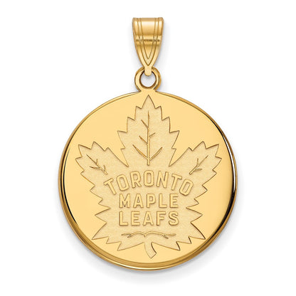 14K Yellow Gold Nhl Logoart Toronto Maple Leafs Large Disc Pendant