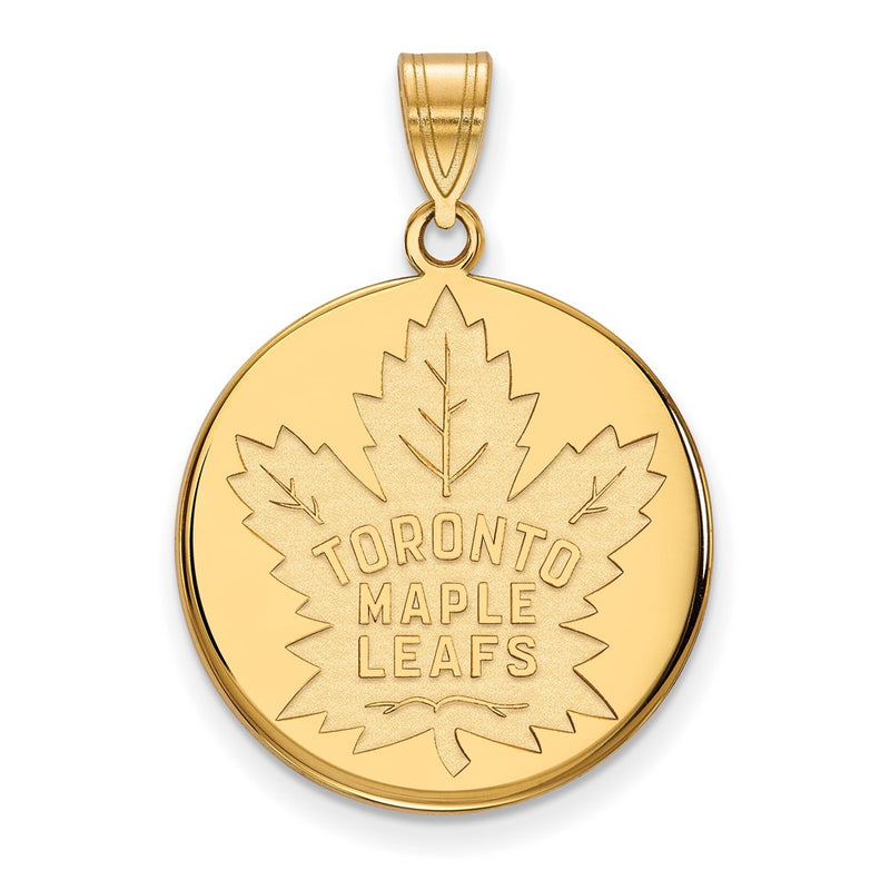 14K Yellow Gold Nhl Logoart Toronto Maple Leafs Large Disc Pendant