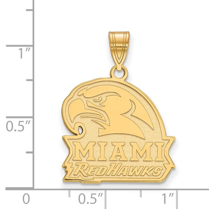 Gold Plated Sterling Silver Logoart Miami University Ohio Redhawks Large Pendant