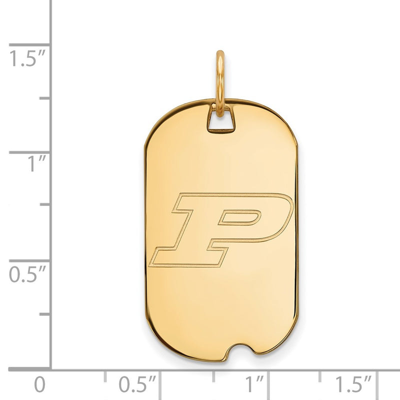 14K Yellow Gold Logoart Purdue University Letter P Small Dog Tag Pendant