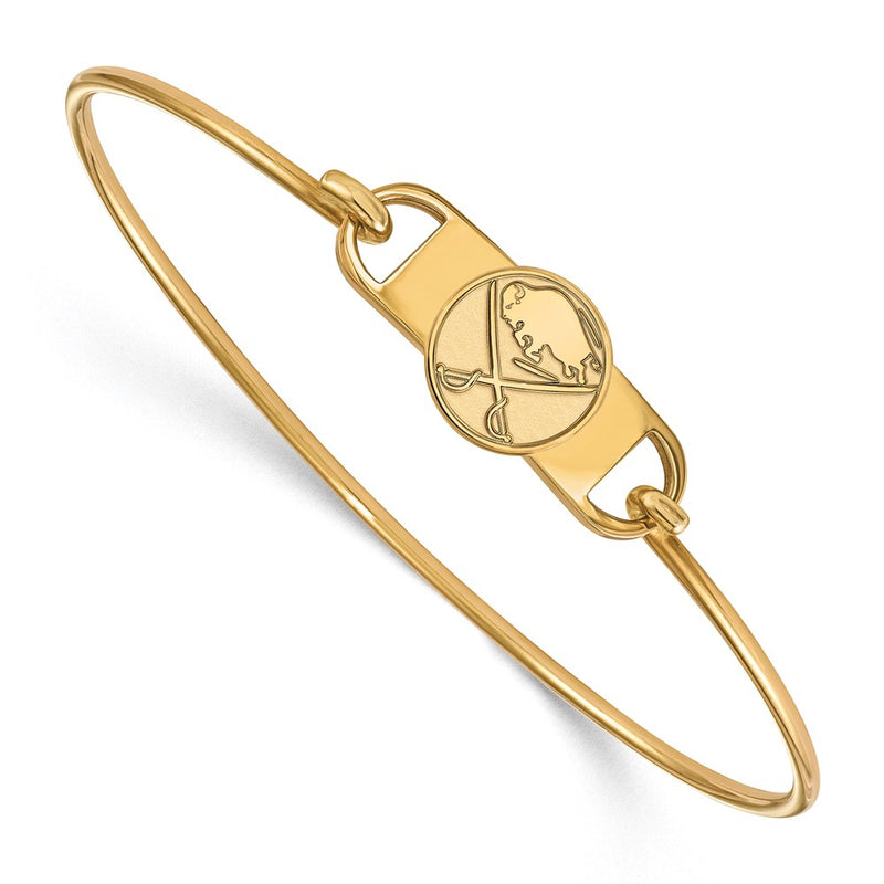 Gold Plated Sterling Silver Nhl Logoart Buffalo Sabres Small Center 7 Inch Wire Bangle