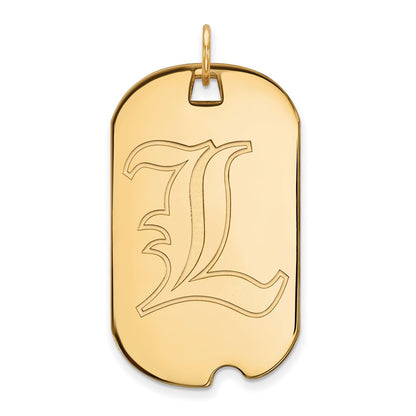 14K Yellow Gold Logoart University Of Louisville Letter L Large Dog Tag Pendant