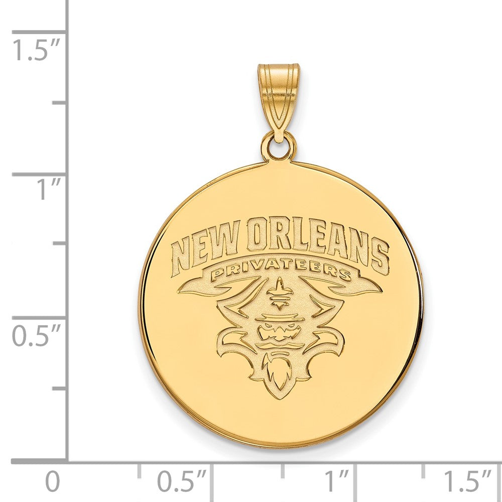 10K Yellow Gold Logoart University Of New Orleans Privateers Extra Large Disc Pendant