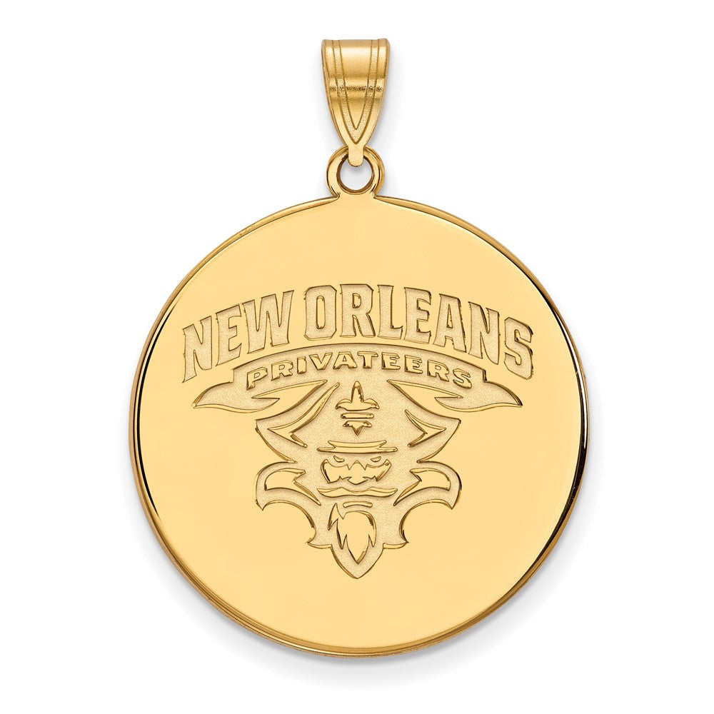 10K Yellow Gold Logoart University Of New Orleans Privateers Extra Large Disc Pendant