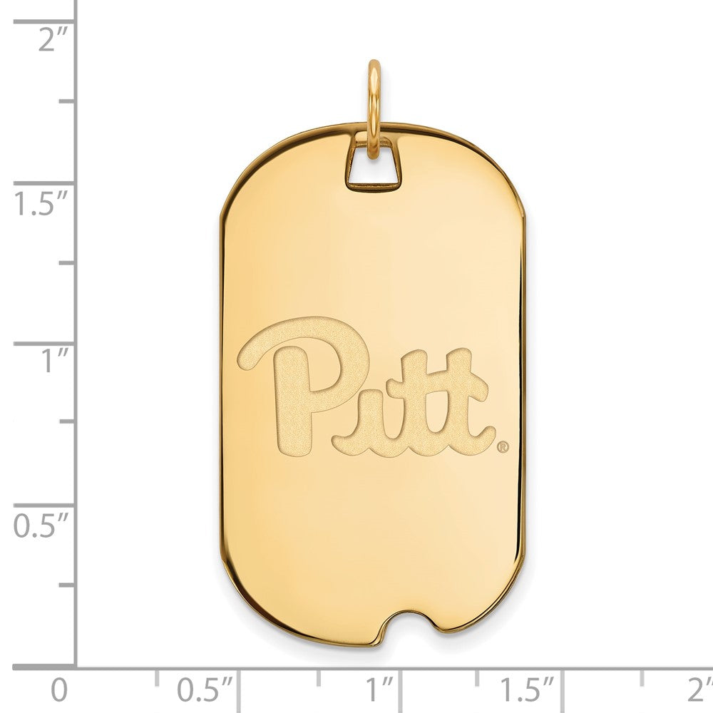 14K Yellow Gold Logoart University Of Pittsburgh Large Dog Tag Pendant