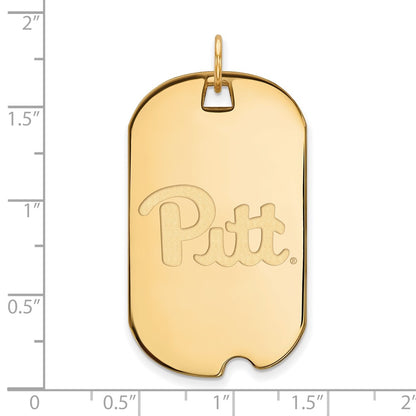 14K Yellow Gold Logoart University Of Pittsburgh Large Dog Tag Pendant