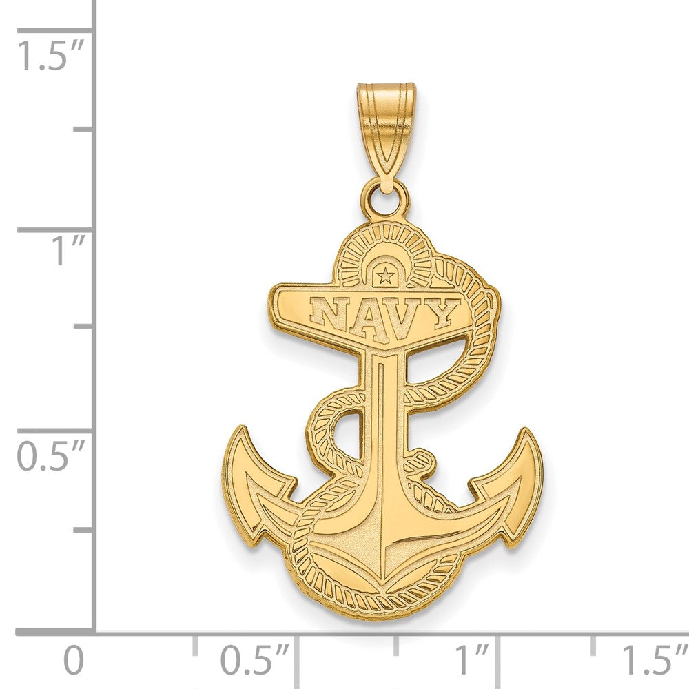 Gold Plated Sterling Silver Logoart Us Naval Academy Anchor Extra Large Pendant