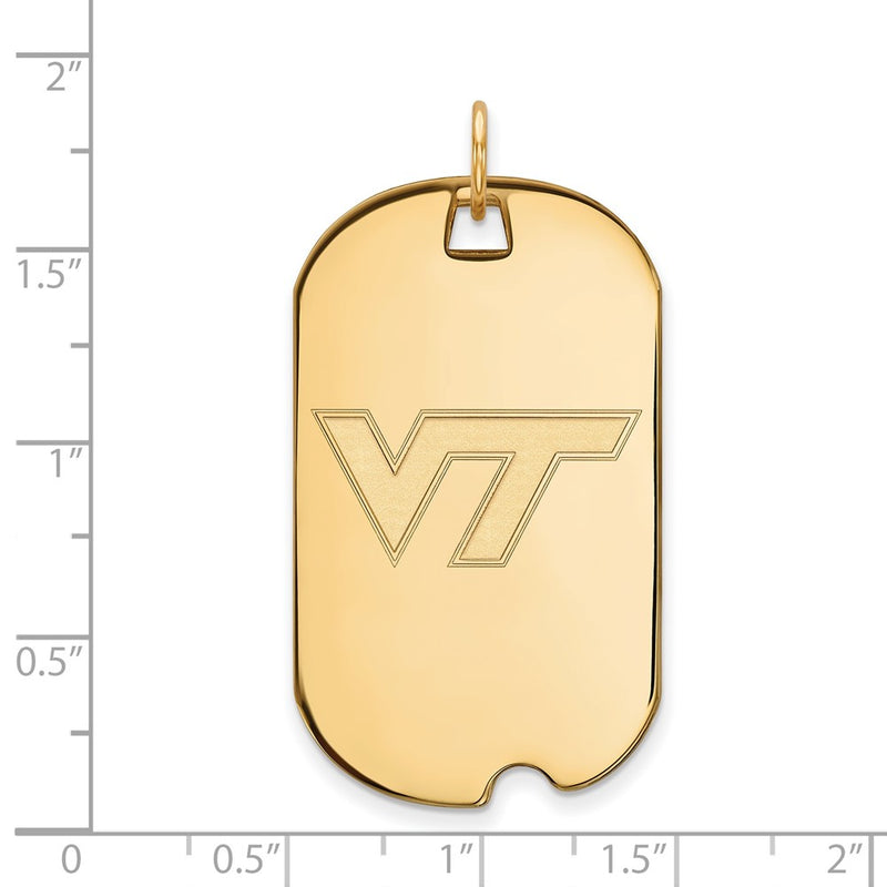 Gold Plated Sterling Silver Logoart Virginia Tech V T Large Dog Tag Pendant