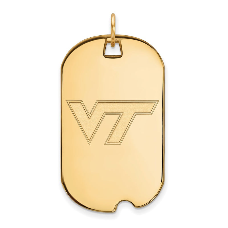 10K Yellow Gold Logoart Virginia Tech V T Large Dog Tag Pendant