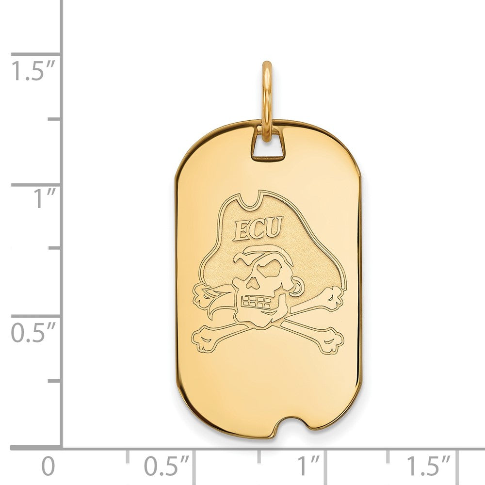 14K Yellow Gold Logoart East Carolina University Pirate Small Dog Tag Pendant
