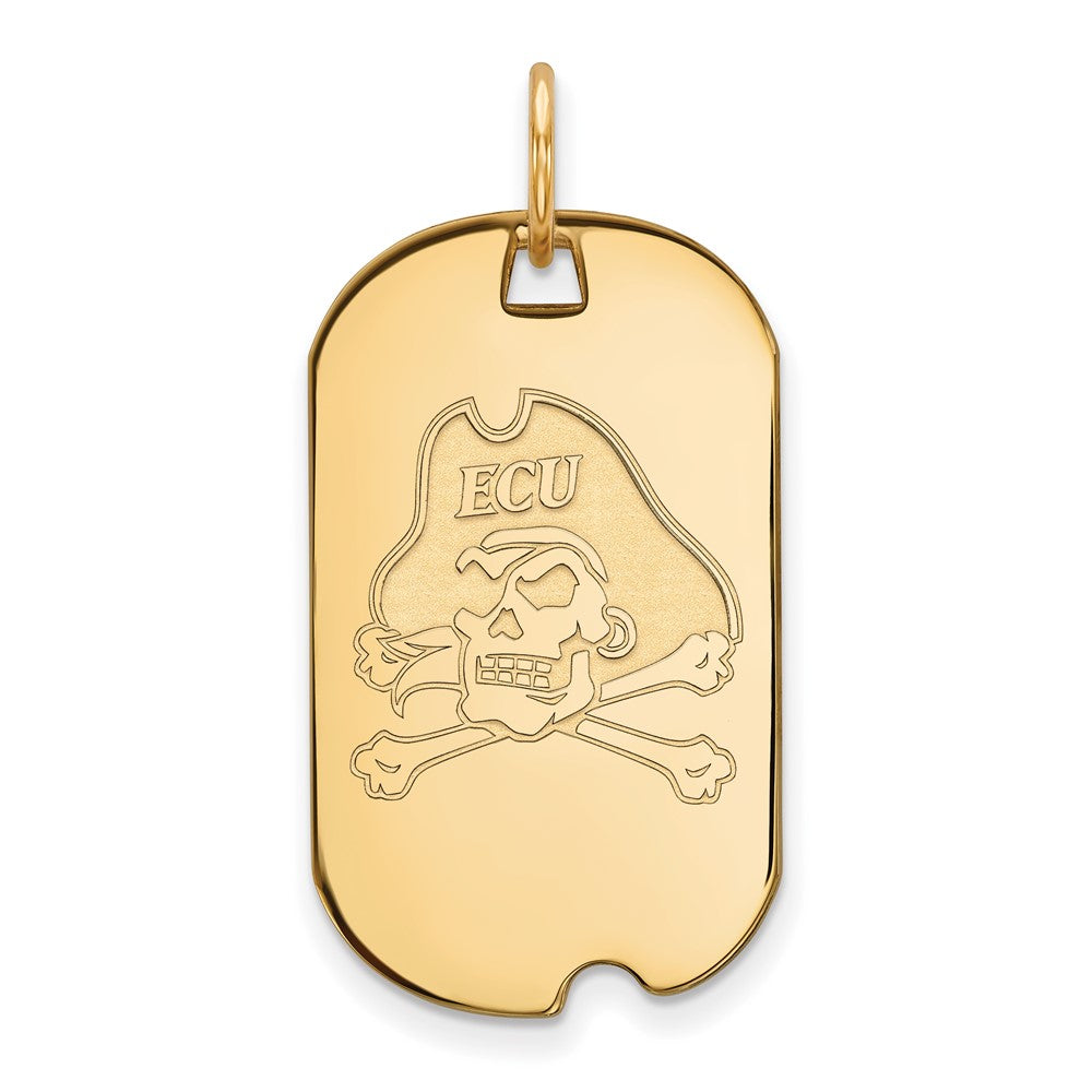 14K Yellow Gold Logoart East Carolina University Pirate Small Dog Tag Pendant