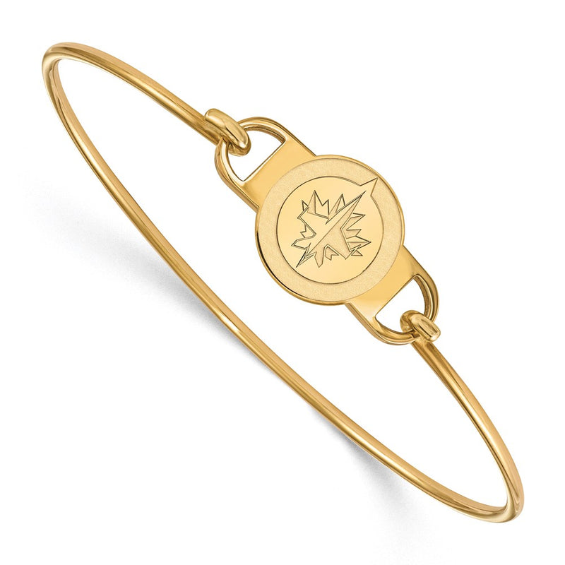 Gold Plated Sterling Silver Nhl Logoart Winnipeg Jets Small Center 7 Inch Wire Bangle