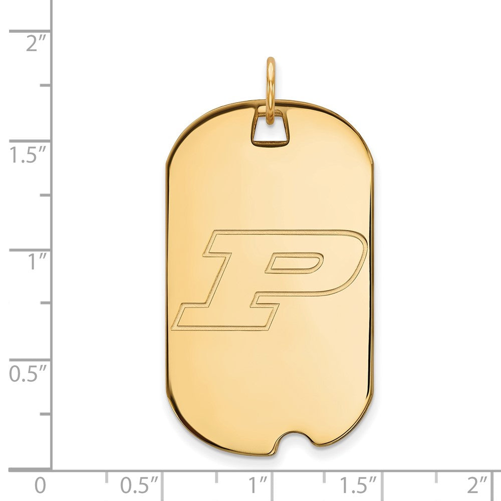 14K Yellow Gold Logoart Purdue University Letter P Large Dog Tag Pendant