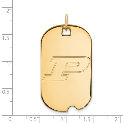 14K Yellow Gold Logoart Purdue University Letter P Large Dog Tag Pendant